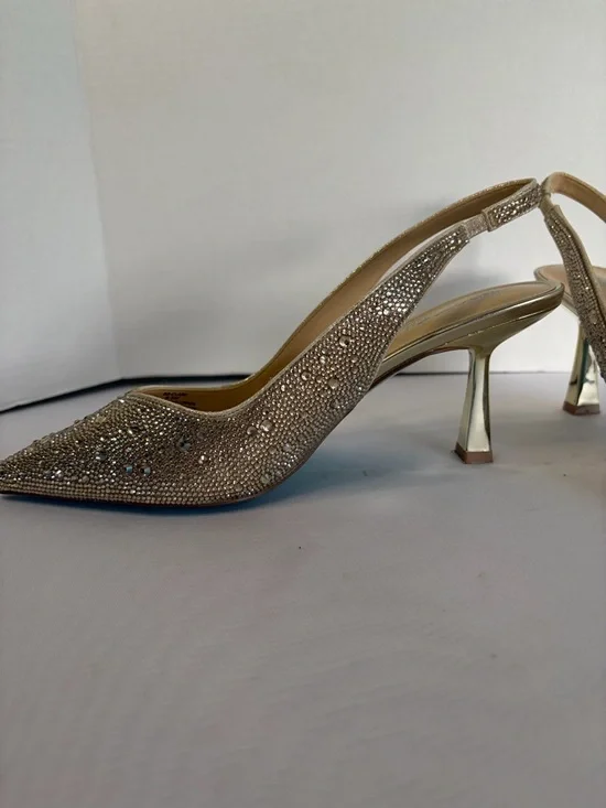 Betsey Johnson Champagne Embellished Slingback Pumps - Picture 4 of 11